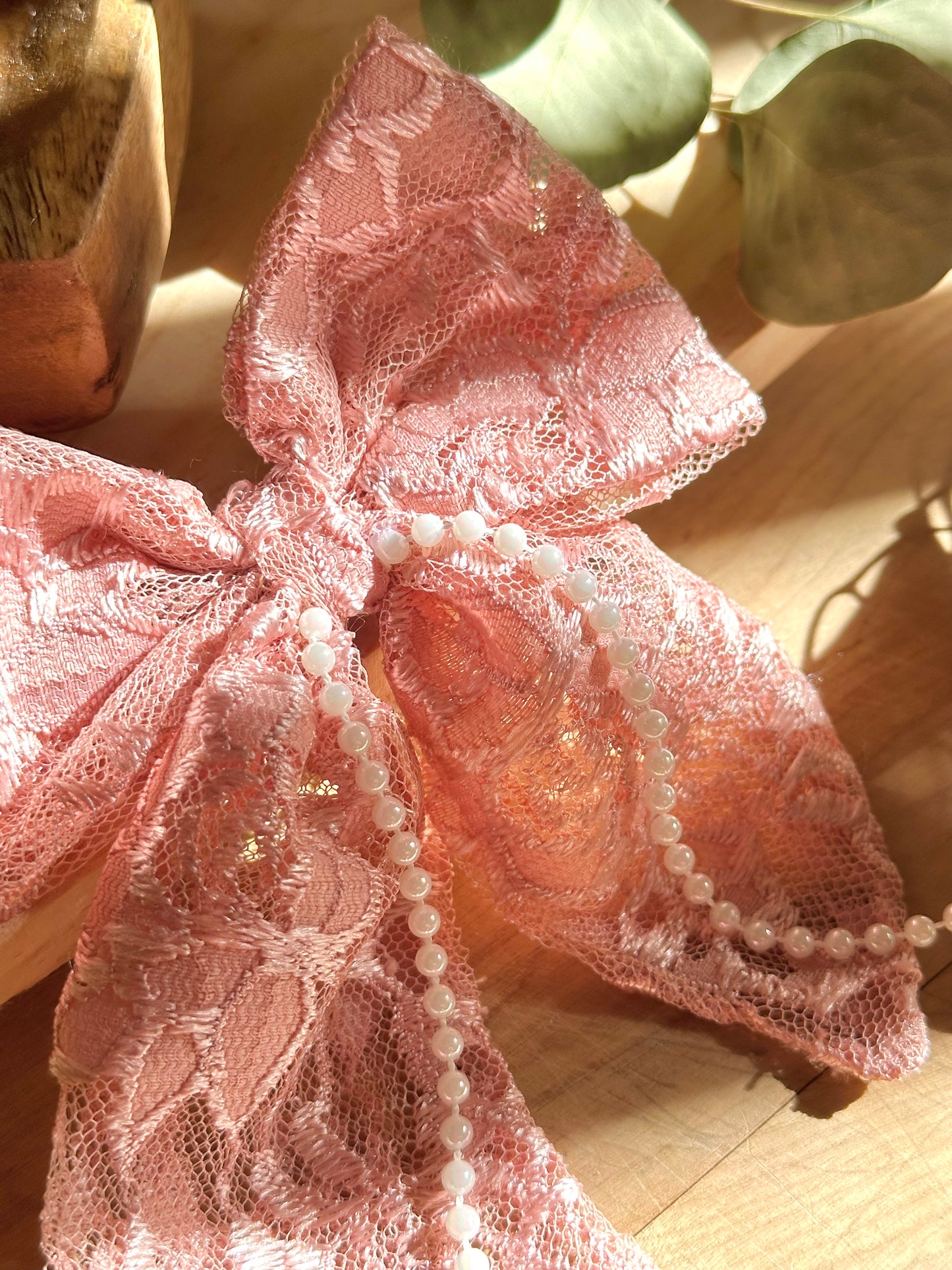 Pink Lace Hair Bow