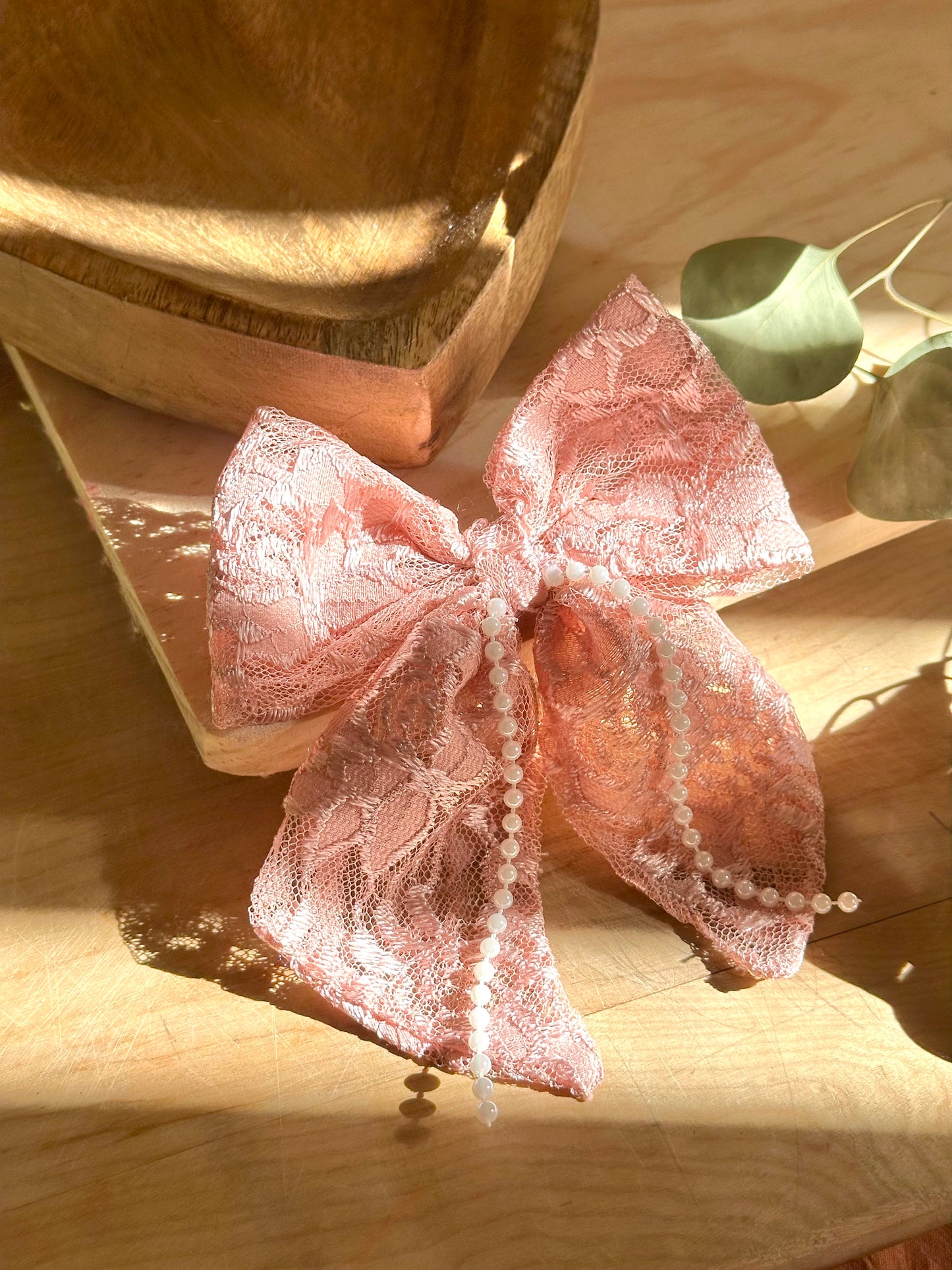 Pink Lace Hair Bow